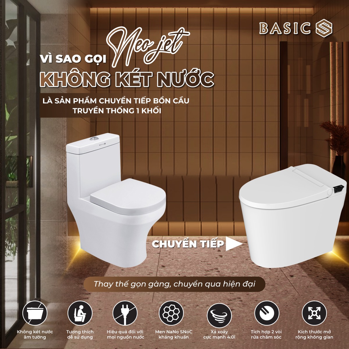 Vì sao nhiều người chuyển từ bồn cầu két nước truyền thống sang bồn cầu không két nước NEO JET?