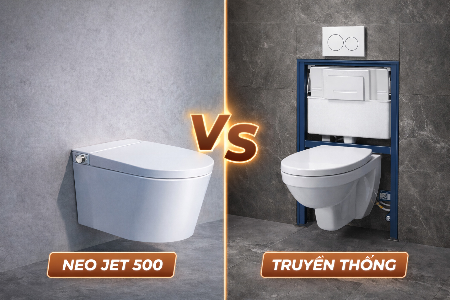 Bồn cầu treo tường NEO JET 500 có gì khác so với các loại bồn cầu treo tường truyền thống