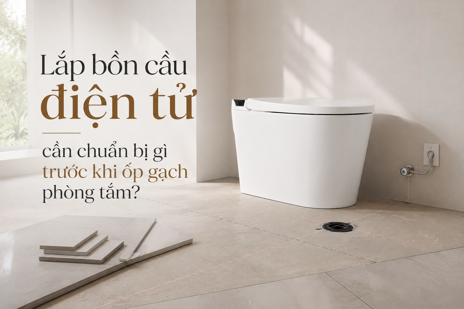 Lắp bồn cầu điện tử cần chuẩn bị gì trước khi ốp gạch phòng tắm?