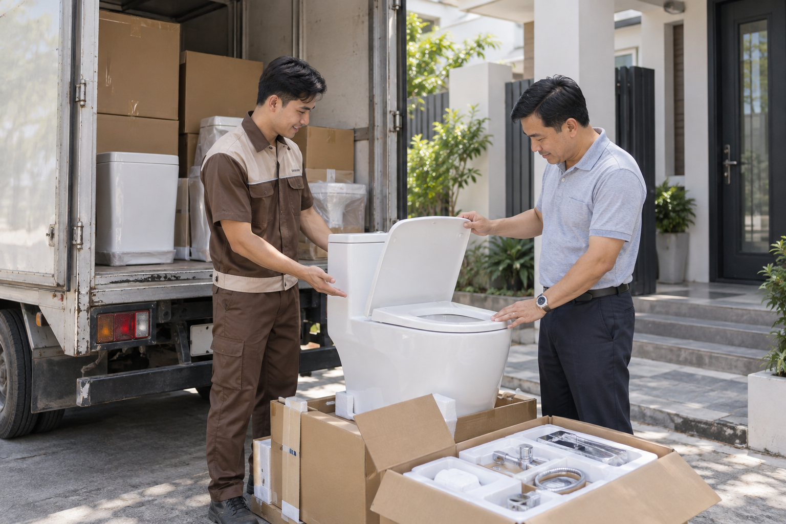 Kiểm tra thiết bị vệ sinh khi nhận hàng: Làm gì nếu sản phẩm vỡ, sai mẫu hoặc thiếu phụ kiện?