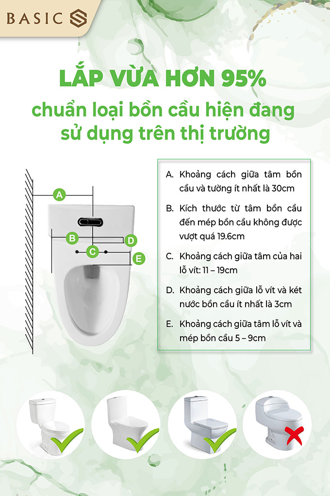BP-560 lắp vừa với phần lớn bồn cầu trên thị trường