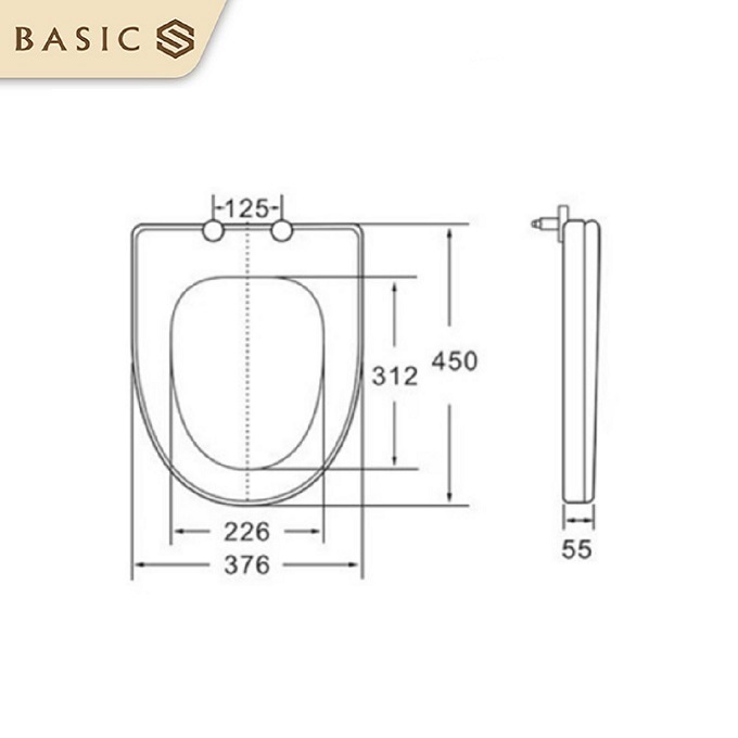 Thông số kỹ thuật của nắp bồn cầu Basic BSA-124S