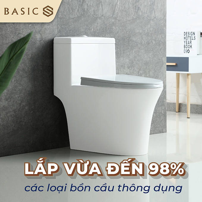 Nắp bồn cầu Basic lắp vừa với phần lớn bồn cầu trên thế giới